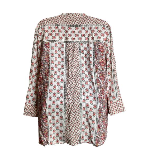 Boden Women's Cream Floral Button Front Relaxed Blouse Size 6 Boho Wide Sleeve - Picture 2 of 12